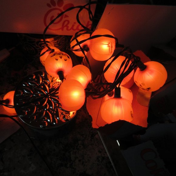 12 light up pumpkin Halloween string along lights - Picture 9 of 9